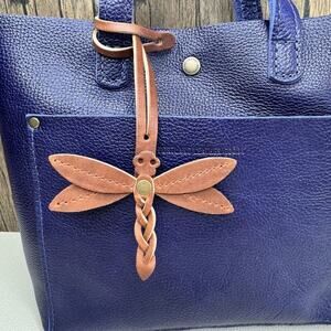 ENGLISH TAN Portland Leather Dragonfly Charm Purse Charm Crossbody NEW!